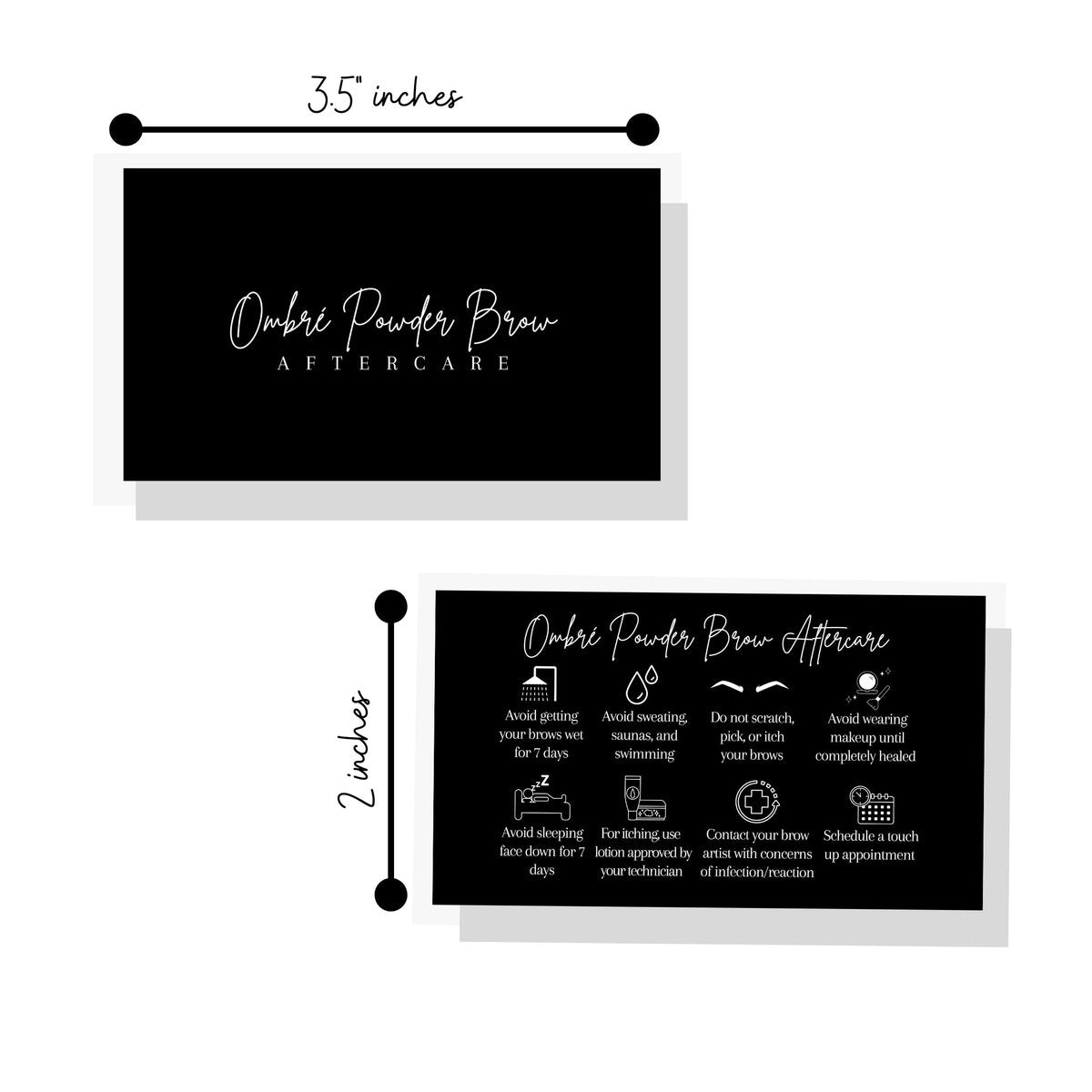 Ombre Powder Brow Aftercare Cards – 50 Pack Business Card Size for Brow Artists - görsel 3