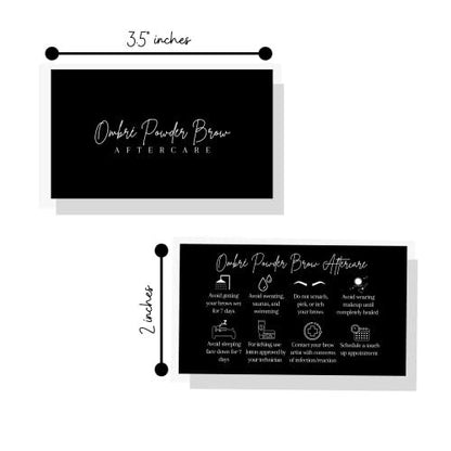 Ombre Powder Brow Aftercare Cards – 50 Pack Business Card Size for Brow Artists