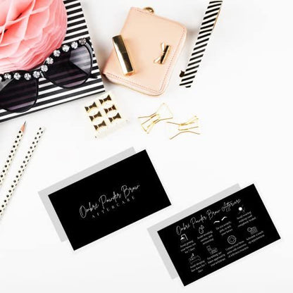 Ombre Powder Brow Aftercare Cards – 50 Pack Business Card Size for Brow Artists