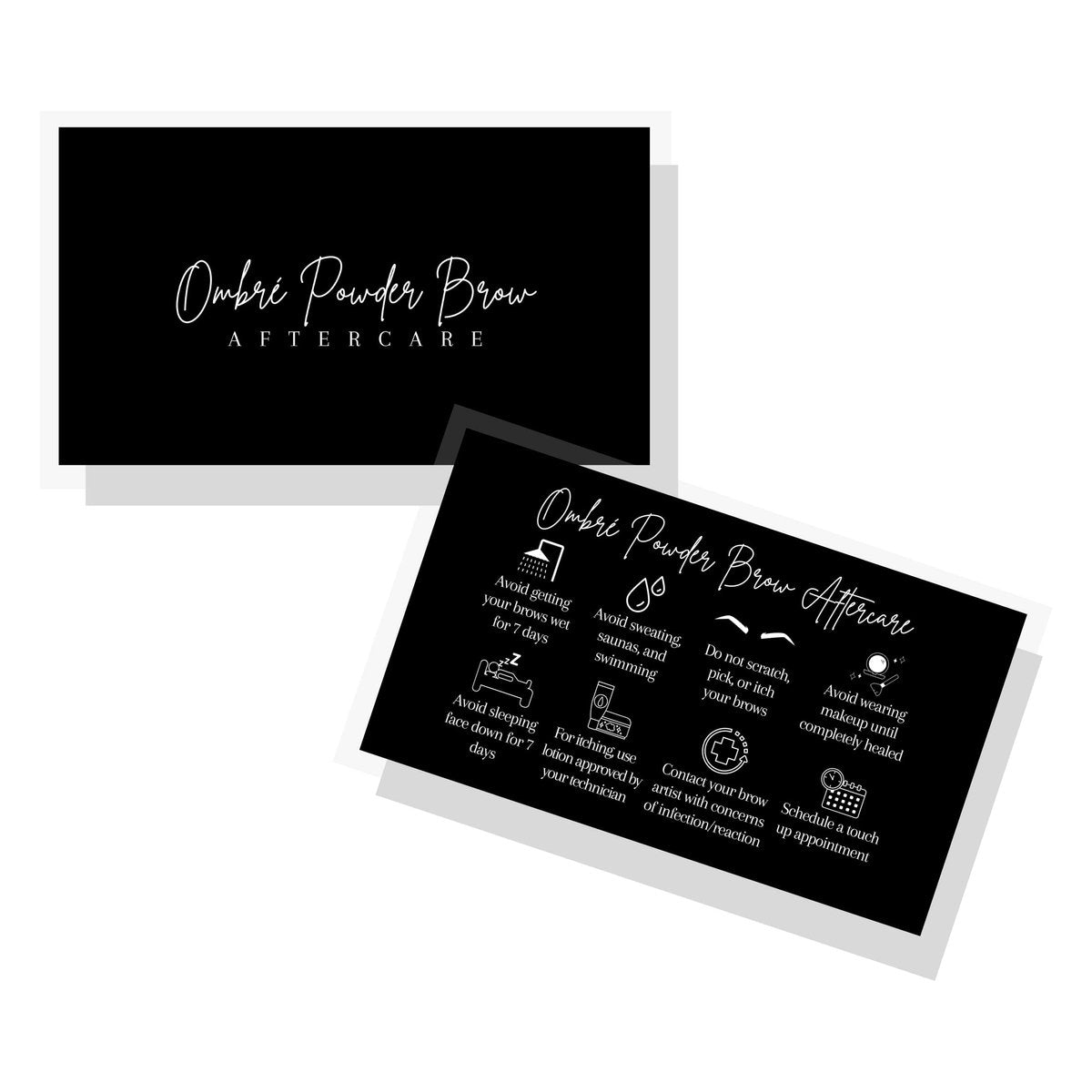 Ombre Powder Brow Aftercare Cards – 50 Pack Business Card Size for Brow Artists - görsel 1