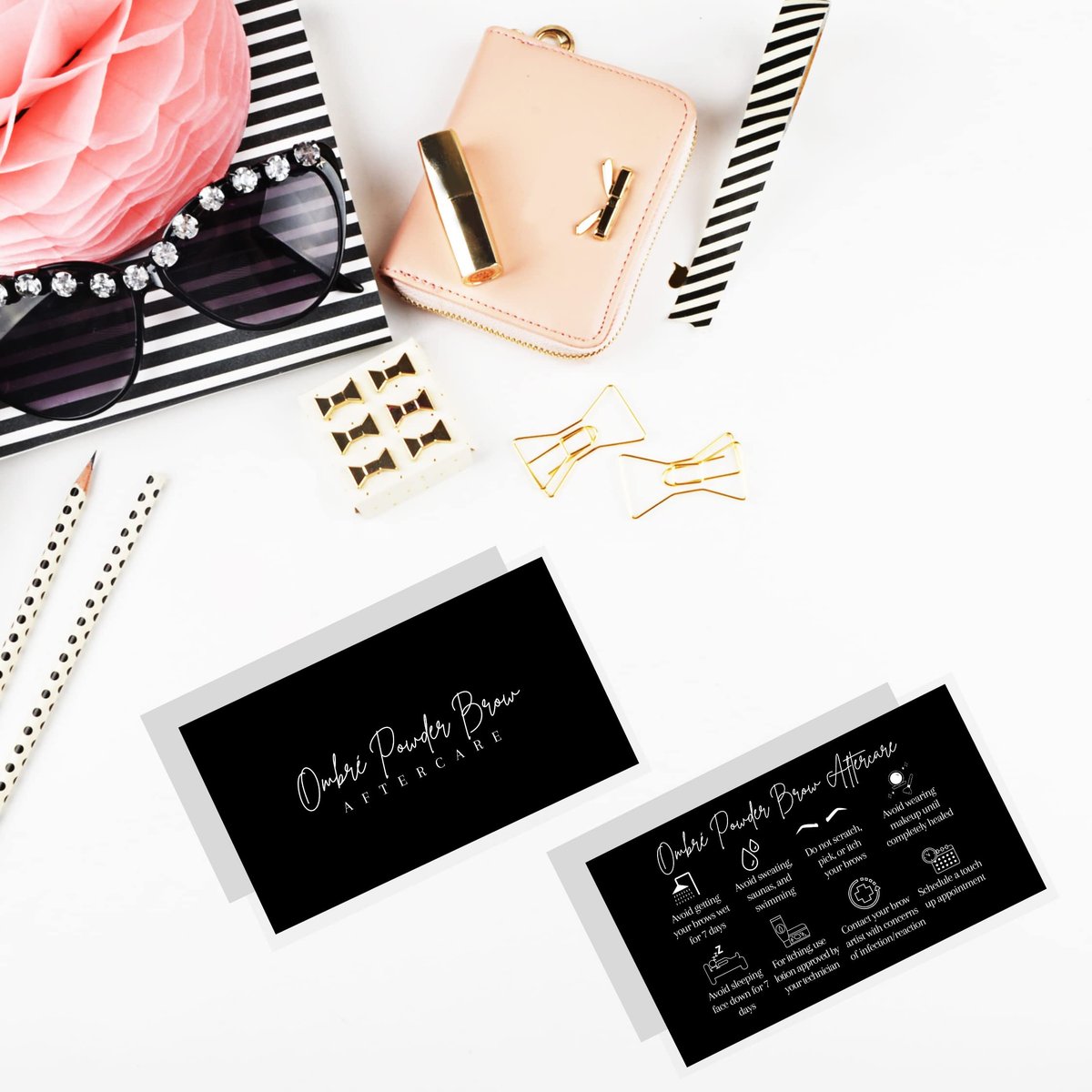 Ombre Powder Brow Aftercare Cards – 50 Pack Business Card Size for Brow Artists - görsel 13
