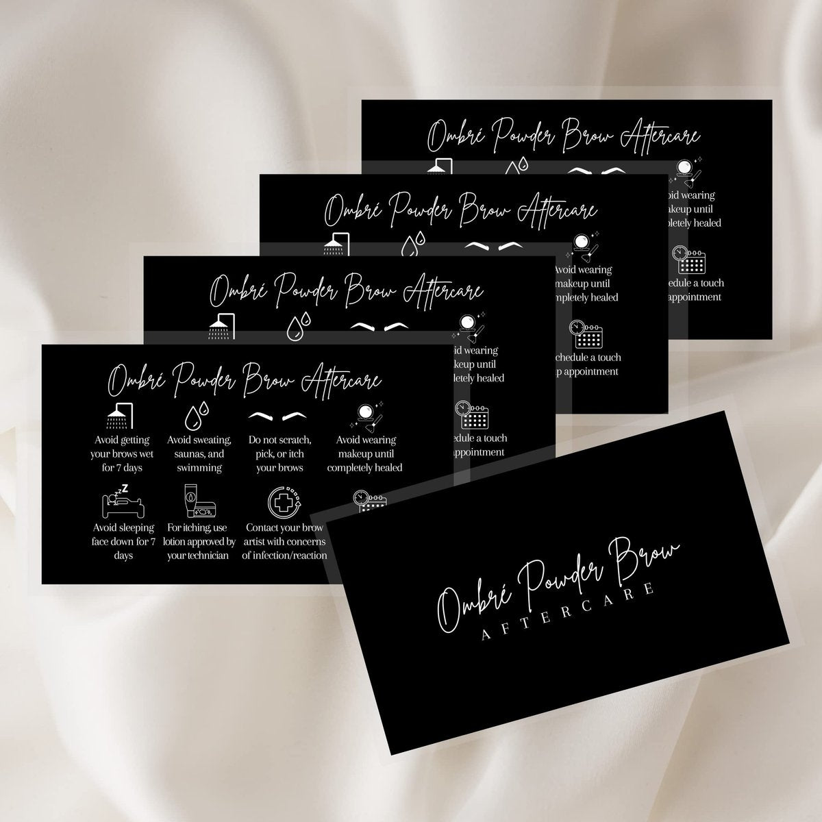 Ombre Powder Brow Aftercare Cards – 50 Pack Business Card Size for Brow Artists - görsel 7