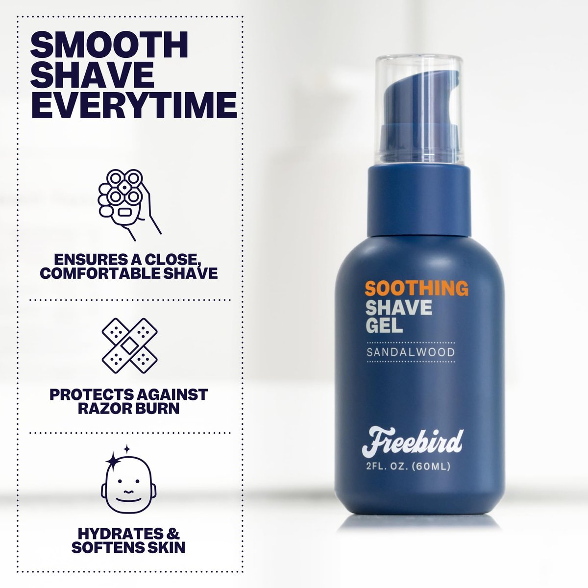 Freebird Shave Gel for Men – Ultra Smooth, Sensitive Skin Formula, 60mL Travel Size Avelisse