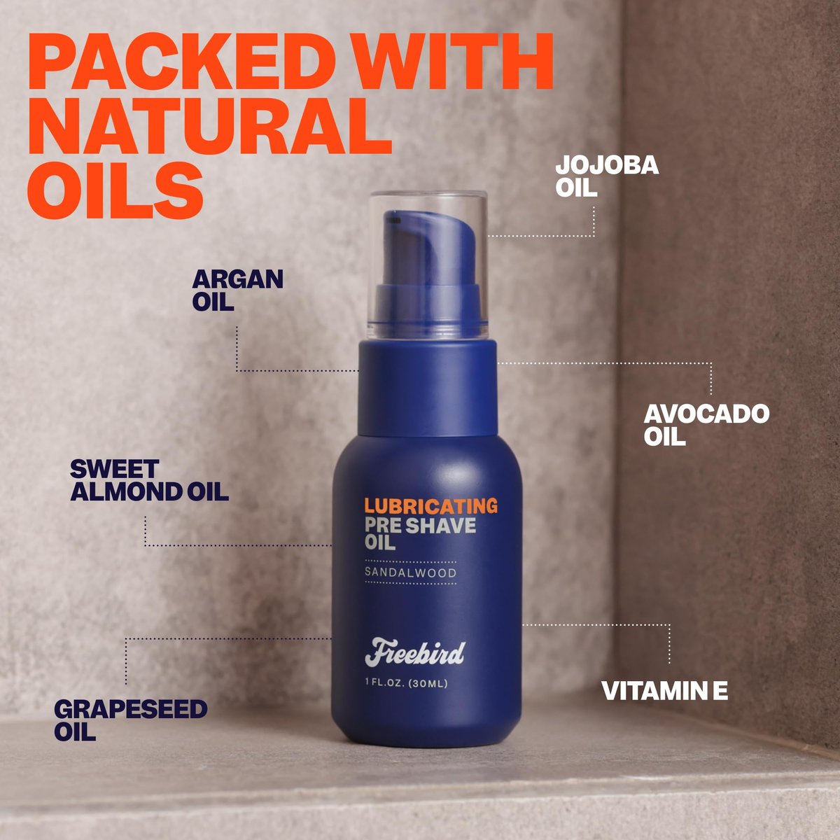 Freebird Pre Shave Oil for Men - Natural Sandalwood, 30mL | Enhanced Smooth Shaving, Moisturizing, Sensitive Skin, Travel Size, All Razor Types Avelisse