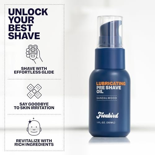 Freebird Pre Shave Oil for Men - Natural Sandalwood, 30mL | Enhanced Smooth Shaving, Moisturizing, Sensitive Skin, Travel Size, All Razor Types Avelisse
