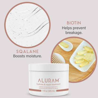 Aluram Hydrate & Repair Hair Treatment – Intense Moisture Infusion for Clean Hydration, All Hair Types, 11 Fl Oz Avelisse