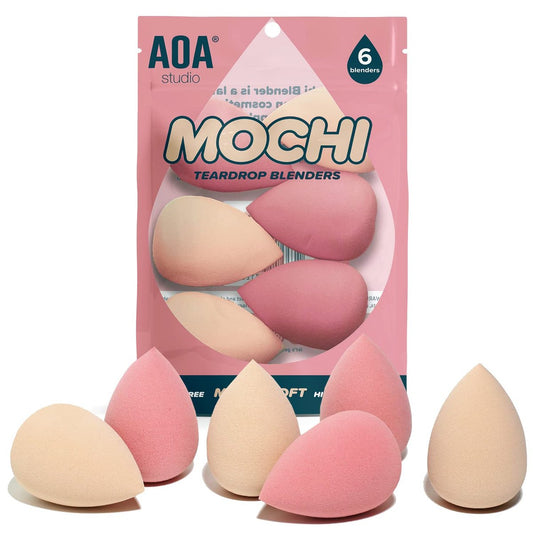 AOA Studio Collection Makeup Mochi Sponge Set - Latex-Free, High-Definition Blend (6 Count)