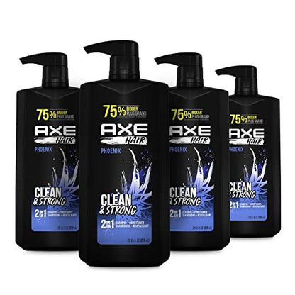 AXE Phoenix 2-in-1 Shampoo and Conditioner, Crushed Mint and Rosemary, 28 oz (Pack of 4) Avelisse