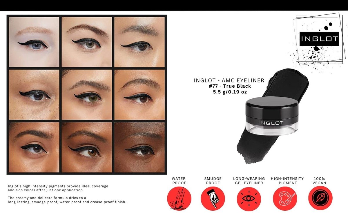 The Beauty Box INGLOT Bundle - Duraline, AMC Eyeliner Gel 77 & 90 (3-Piece) | Black & Brown Avelisse