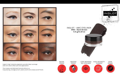 The Beauty Box INGLOT Bundle - Duraline, AMC Eyeliner Gel 77 & 90 (3-Piece) | Black & Brown Avelisse