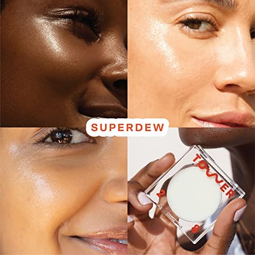 Tower 28 SuperDew Highlighter Balm - Clear, Shimmer-Free Face Luminizer for Glass Skin - Non-Comedogenic Highlighter Makeup for Sensitive Skin - Multi-Purpose Dewy Face Balm - Vegan (0.16 oz) Avelisse
