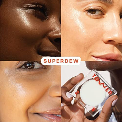 Tower 28 SuperDew Highlighter Balm - Clear, Shimmer-Free Face Luminizer for Glass Skin - Non-Comedogenic Highlighter Makeup for Sensitive Skin - Multi-Purpose Dewy Face Balm - Vegan (0.16 oz) Avelisse
