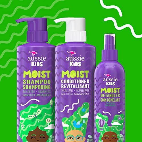 Aussie Kids Curly Hair Shampoo, Conditioner & Leave-In Conditioner Set - Sulfate & Paraben Free, 3-Piece Bundle Avelisse