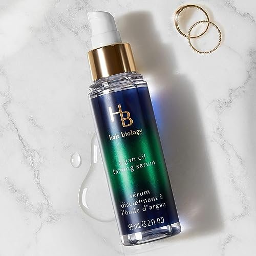 Hair Biology Argan Oil Taming Serum Twin Pack - Frizz Control & Nourishing Hair Serum with Biotin for Dry, Color-Treated Hair - 2 x 3.2 Fl Oz Avelisse