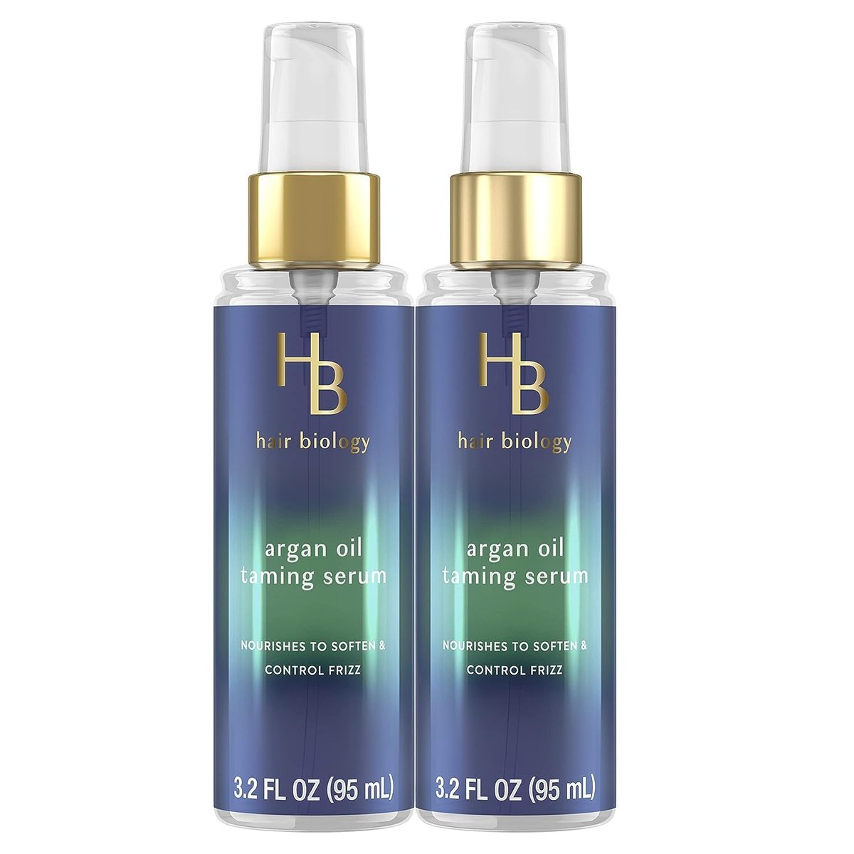 Hair Biology Argan Oil Taming Serum Twin Pack - Frizz Control & Nourishing Hair Serum with Biotin for Dry, Color-Treated Hair - 2 x 3.2 Fl Oz Avelisse