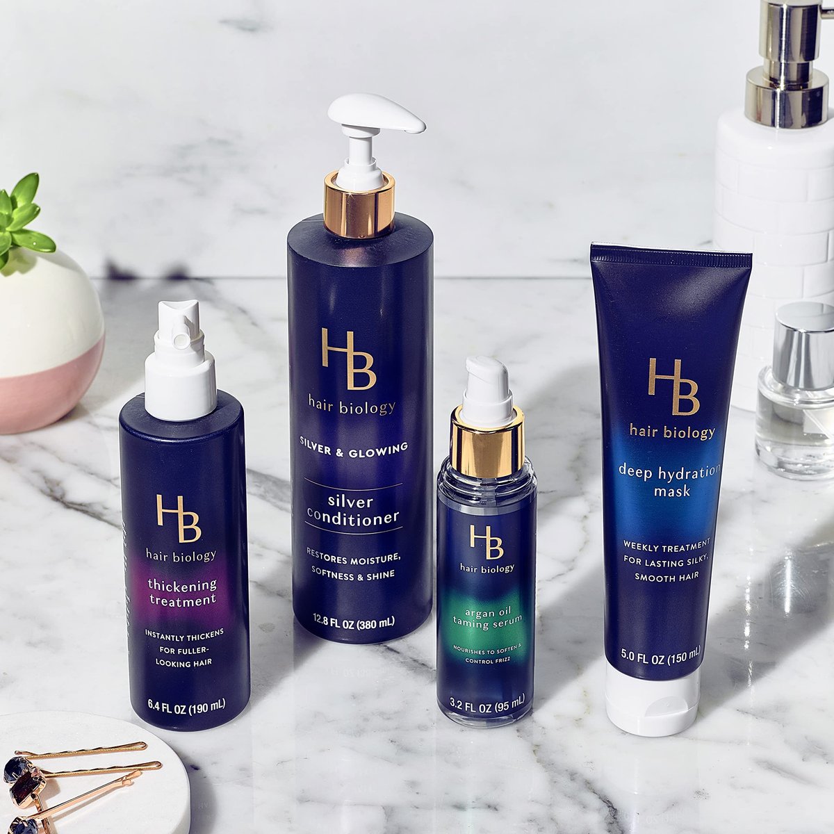 Hair Biology Argan Oil Taming Serum Twin Pack - Frizz Control & Nourishing Hair Serum with Biotin for Dry, Color-Treated Hair - 2 x 3.2 Fl Oz Avelisse