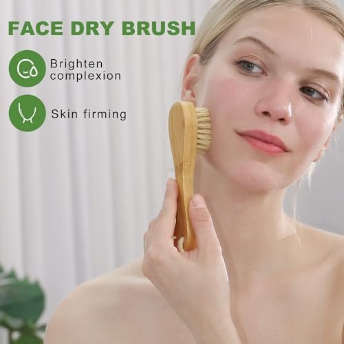 AIFEIVICO Dry Brushing Body Brush – Natural Boar Bristle & Bamboo Exfoliating Brush for Body, Face, Foot, with Long Handle Back Scrubber, Lymphatic & Cellulite Massage Avelisse