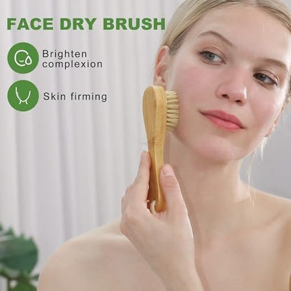 AIFEIVICO Dry Brushing Body Brush – Natural Boar Bristle & Bamboo Exfoliating Brush for Body, Face, Foot, with Long Handle Back Scrubber, Lymphatic & Cellulite Massage Avelisse