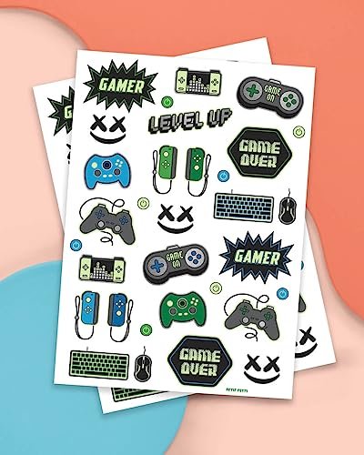xo, Fetti Video Game Party Supplies Temporary Tattoos – 40 Glow in the Dark Gamer Tattoos for Kids & Adults - görsel 4