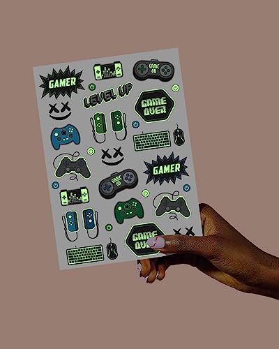 xo, Fetti Video Game Party Supplies Temporary Tattoos – 40 Glow in the Dark Gamer Tattoos for Kids & Adults - görsel 10