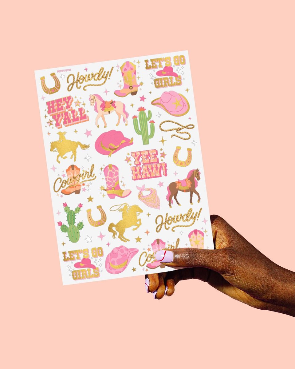 xo, Fetti Cowgirl Temporary Tattoos - 50 Gold Foil Styles | Western Birthday Party Decorations, Rodeo Favors, Cow Print Supplies - görsel 10