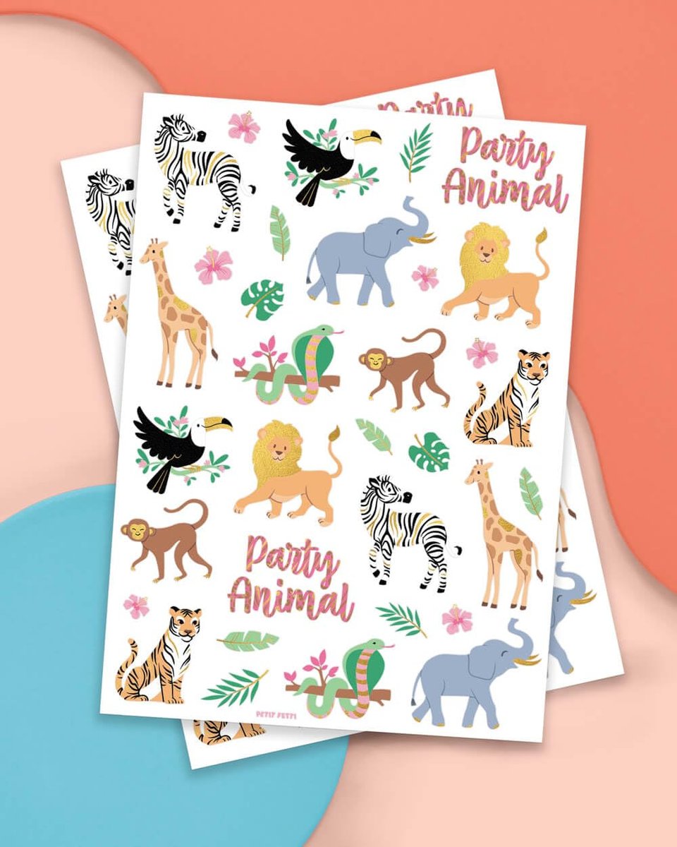 xo, Fetti Jungle Temporary Tattoos - 36 Wild Animal Designs for Kids & Adults | Safari Party Favors, Baby Shower Gifts - görsel 3