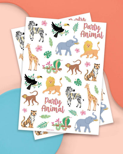 xo, Fetti Jungle Temporary Tattoos - 36 Wild Animal Designs for Kids & Adults | Safari Party Favors, Baby Shower Gifts