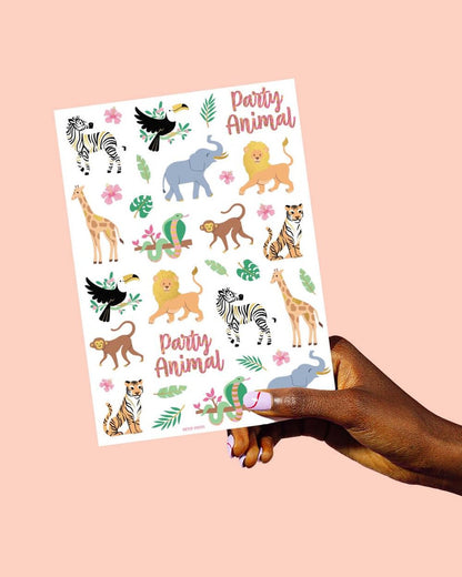xo, Fetti Jungle Temporary Tattoos - 36 Wild Animal Designs for Kids & Adults | Safari Party Favors, Baby Shower Gifts