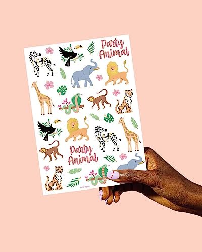 xo, Fetti Jungle Temporary Tattoos - 36 Wild Animal Designs for Kids & Adults | Safari Party Favors, Baby Shower Gifts - görsel 11