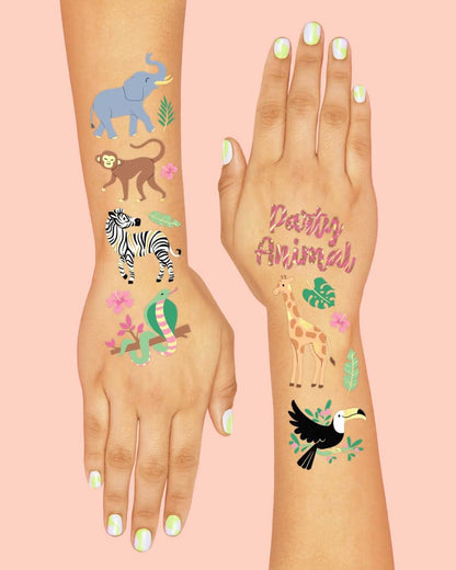 xo, Fetti Jungle Temporary Tattoos - 36 Wild Animal Designs for Kids & Adults | Safari Party Favors, Baby Shower Gifts