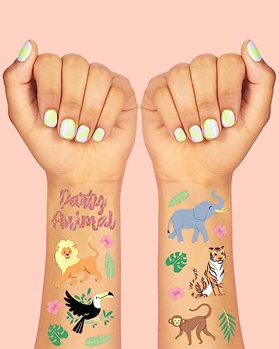 xo, Fetti Jungle Temporary Tattoos - 36 Wild Animal Designs for Kids & Adults | Safari Party Favors, Baby Shower Gifts - görsel 6