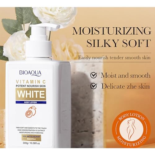 BIOAQUA Vitamin C White Body Lotion with Orange Extract - 10x Antioxidant Moisturizer, Hydrating Whole Body Lotion, 300g - görsel 10