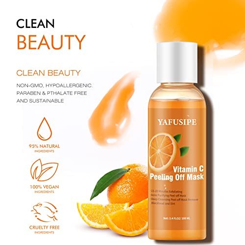 YAFUSIPE Vitamin C Peel Off Mask – Blackhead Remover & Poreless Deep Cleanse for Face, Arms, Neck (3.4 Fl Oz) - görsel 14