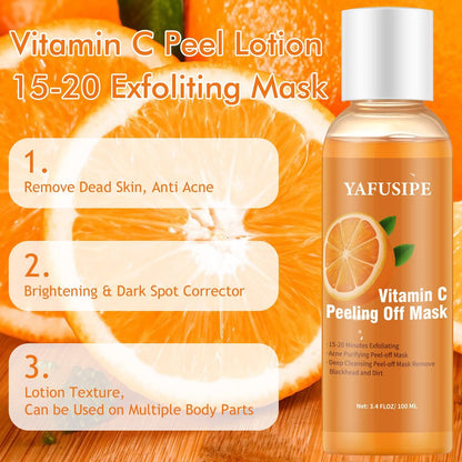YAFUSIPE Vitamin C Peel Off Mask – Blackhead Remover & Poreless Deep Cleanse for Face, Arms, Neck (3.4 Fl Oz)