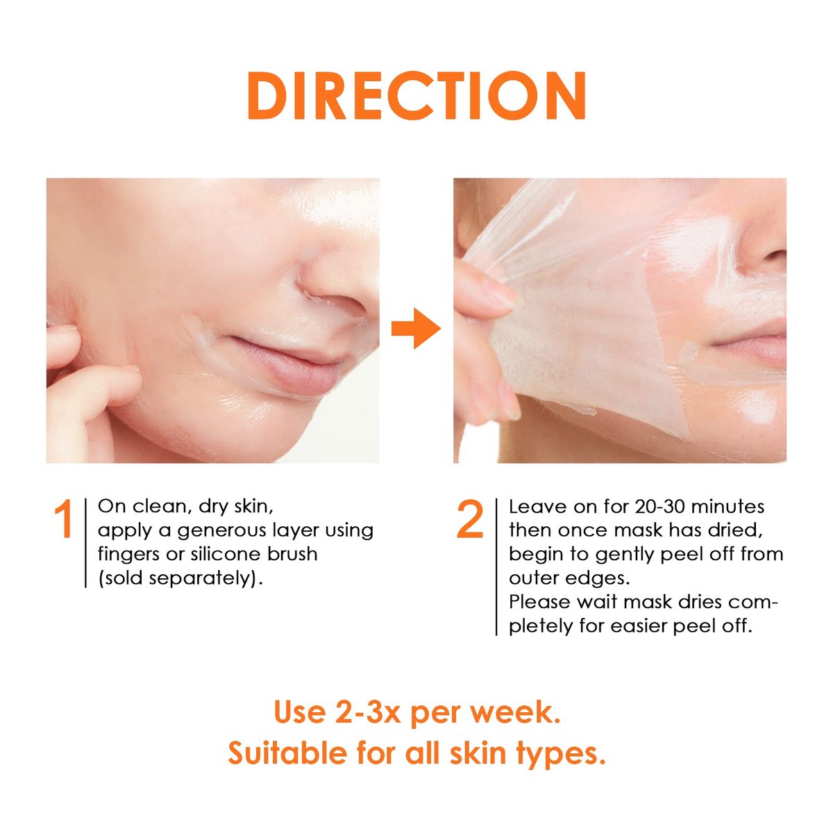 YAFUSIPE Vitamin C Peel Off Mask – Blackhead Remover & Poreless Deep Cleanse for Face, Arms, Neck (3.4 Fl Oz) - görsel 5