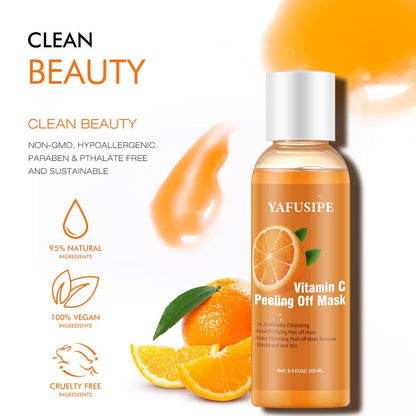 YAFUSIPE Vitamin C Peel Off Mask – Blackhead Remover & Poreless Deep Cleanse for Face, Arms, Neck (3.4 Fl Oz)