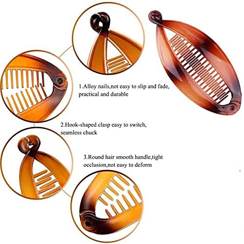 Youme Banana Hair Clips Set – Double Banana Clip for Thick, Fine & Curly Hair, Large Plastic Combs (Black+Brown) - görsel 6