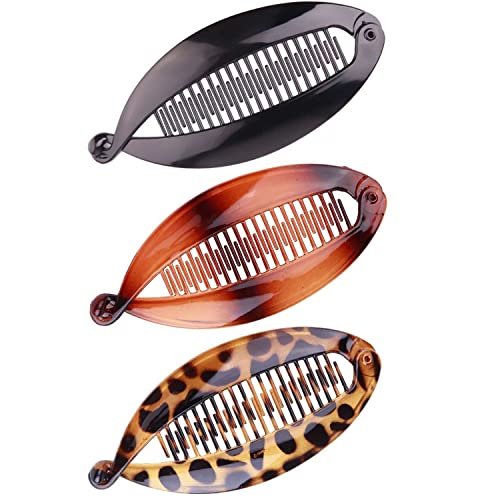Youme Banana Hair Clips Set – Double Banana Clip for Thick, Fine & Curly Hair, Large Plastic Combs (Black+Brown) - görsel 2