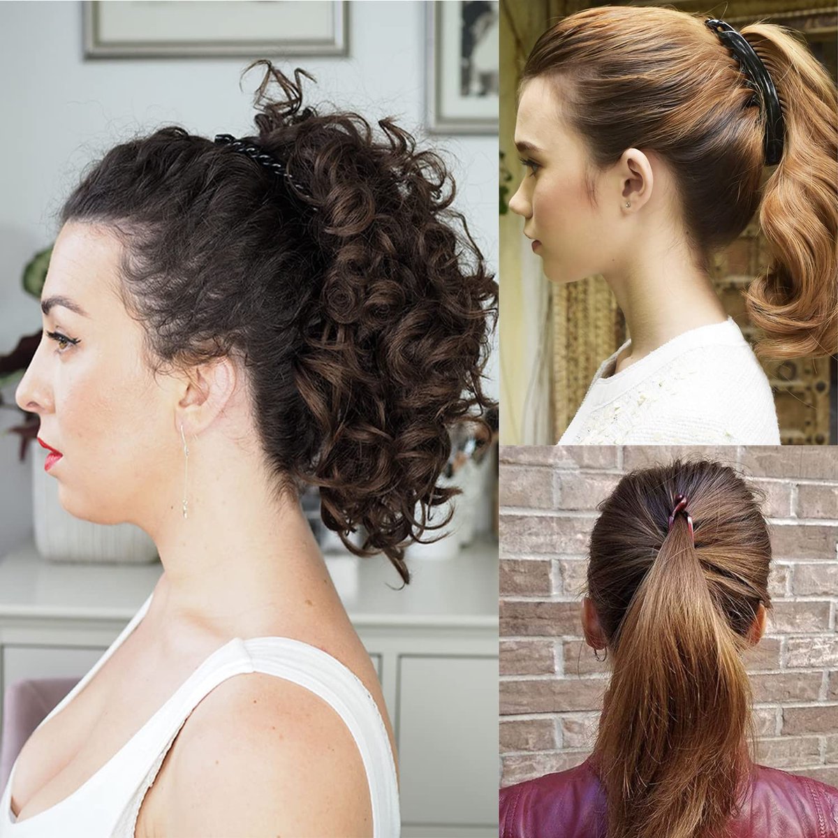 Youme Banana Hair Clips Set – Double Banana Clip for Thick, Fine & Curly Hair, Large Plastic Combs (Black+Brown) - görsel 11