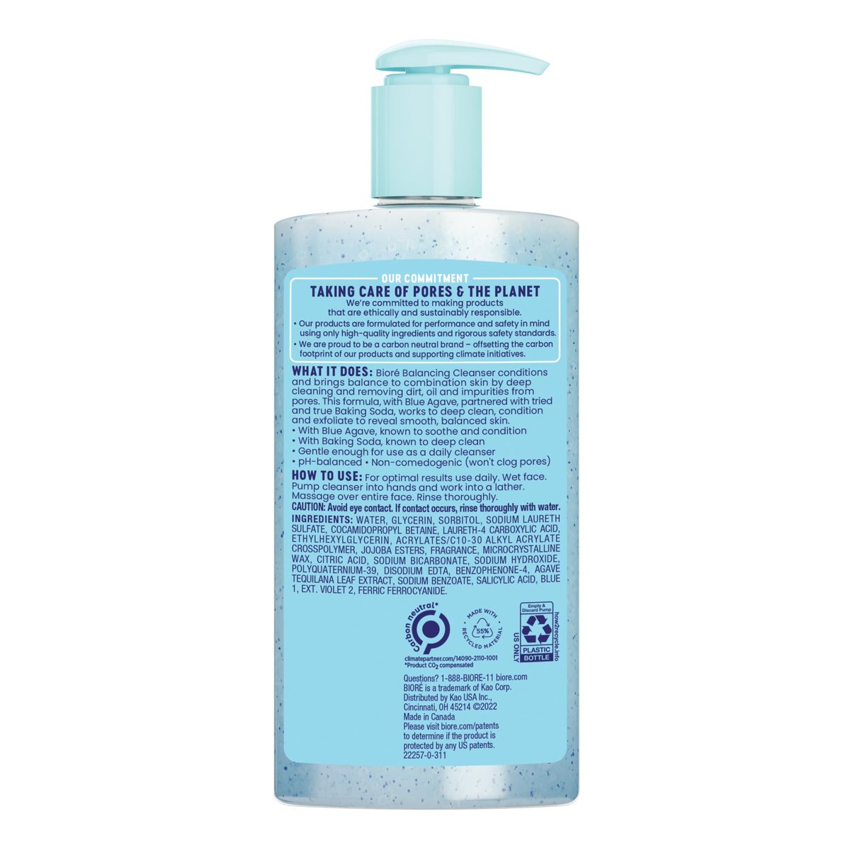 Bioré Balancing Face Wash for Combination Skin - pH Balanced, Vegan & Cruelty Free (6.77 oz, Pack of 3) Avelisse