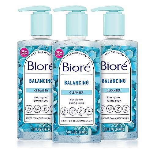 Bioré Balancing Face Wash for Combination Skin - pH Balanced, Vegan & Cruelty Free (6.77 oz, Pack of 3) Avelisse