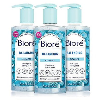 Bioré Balancing Face Wash for Combination Skin - pH Balanced, Vegan & Cruelty Free (6.77 oz, Pack of 3) Avelisse