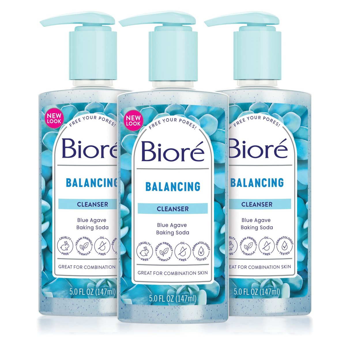 Bioré Balancing Face Wash for Combination Skin - pH Balanced, Vegan & Cruelty Free (6.77 oz, Pack of 3) Avelisse