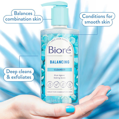 Bioré Balancing Face Wash for Combination Skin - pH Balanced, Vegan & Cruelty Free (6.77 oz, Pack of 3) Avelisse
