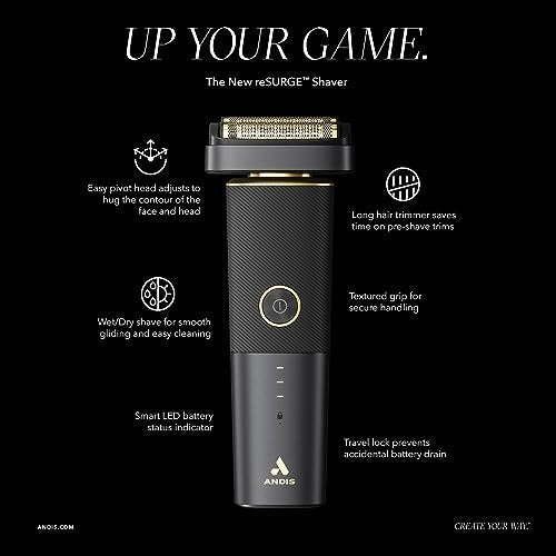 Andis 17300 reSURGE Electric Lithium Titanium Precision Foil Wet/Dry Rechargeable Shaver - Black Avelisse