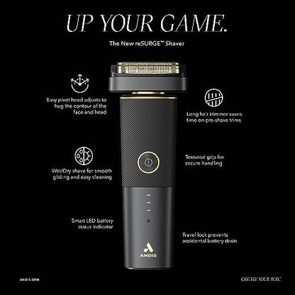 Andis 17300 reSURGE Electric Lithium Titanium Precision Foil Wet/Dry Rechargeable Shaver - Black Avelisse