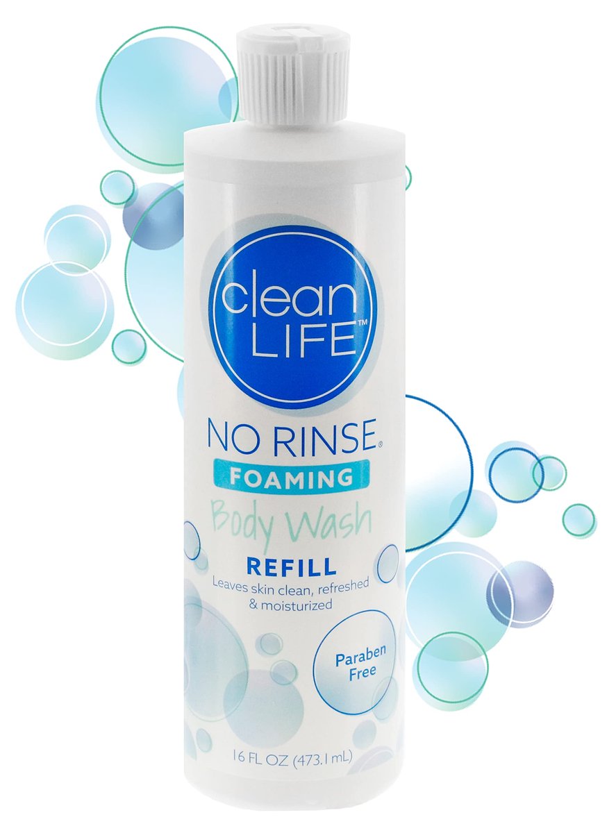 No-Rinse Foaming Body Wash – 16 fl oz Refill, Waterless & Rinse-Free Cleanser for Elderly, Adults, Camping Avelisse