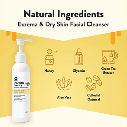 ECZEMA HONEY Oatmeal Facial Cleanser - Natural Eczema Face Wash for Dry, Itchy, Sensitive Skin - Gentle Daily Cleanser Prevents Breakouts (6 Oz)