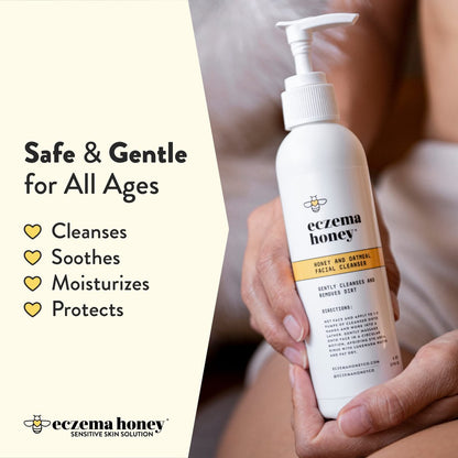 ECZEMA HONEY Oatmeal Facial Cleanser - Natural Eczema Face Wash for Dry, Itchy, Sensitive Skin - Gentle Daily Cleanser Prevents Breakouts (6 Oz)