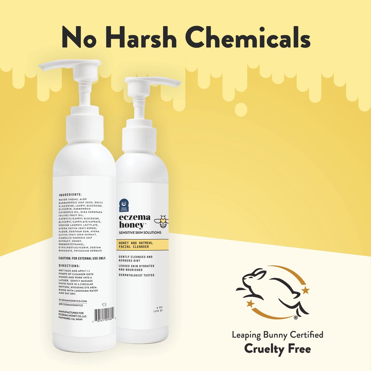 ECZEMA HONEY Oatmeal Facial Cleanser - Natural Eczema Face Wash for Dry, Itchy, Sensitive Skin - Gentle Daily Cleanser Prevents Breakouts (6 Oz) - görsel 9